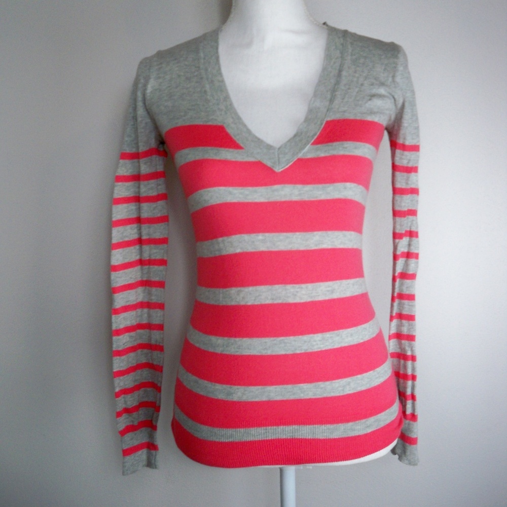 J Crew Factory Striped V Neck Sweater XXS